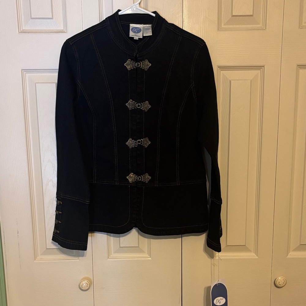 Susan Gilman Dark Blue Denim Jacket with Decorative Clasps
